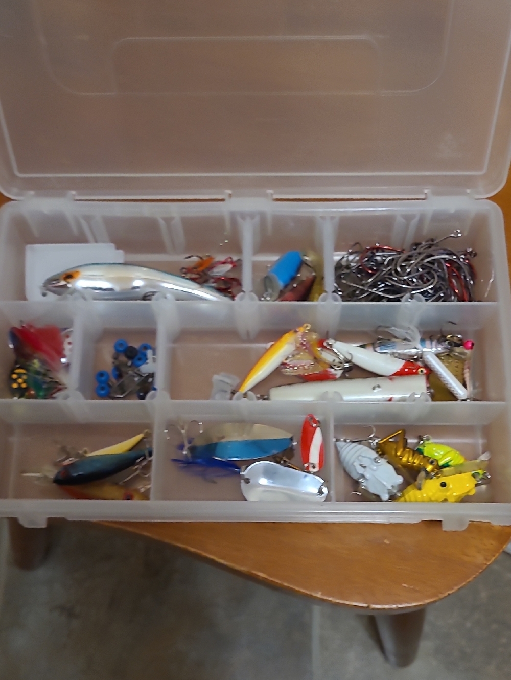 Assorted Fishing Lures and Hooks - With Tackle Box